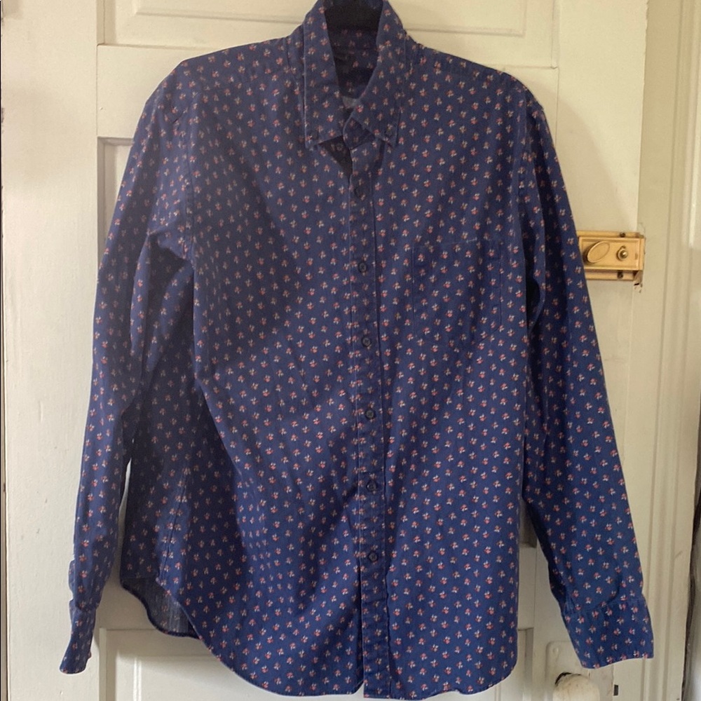 Men's Blue Patterned Shirt J. Crew